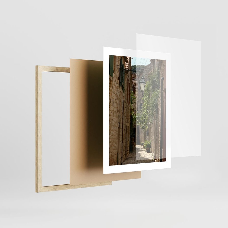 Plakat w ramie 30x40 - Urokliwa włoska uliczka - włoska, uliczka - rama drewno