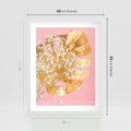 Plakat w ramie 40x50 - : Elegancja w Złocie - złote, liście - rama biała