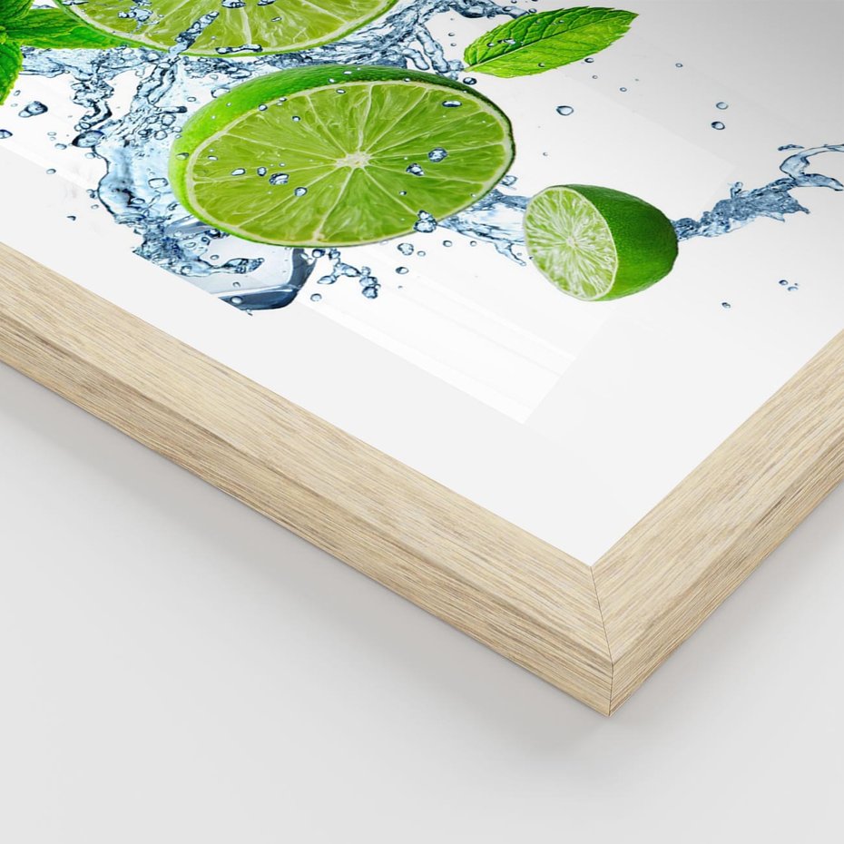 Plakat w ramie 30x40 - Świeżość i Witalność - limonka, owoce - rama drewno