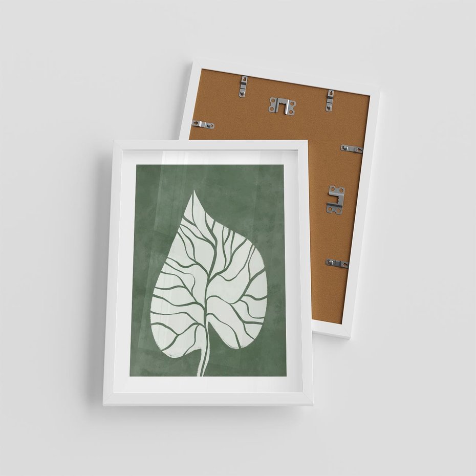 Plakat w ramie 30x40 - Migotliwe Wnętrze Zieleni - zielony plakat, roślinne motywy - rama biała