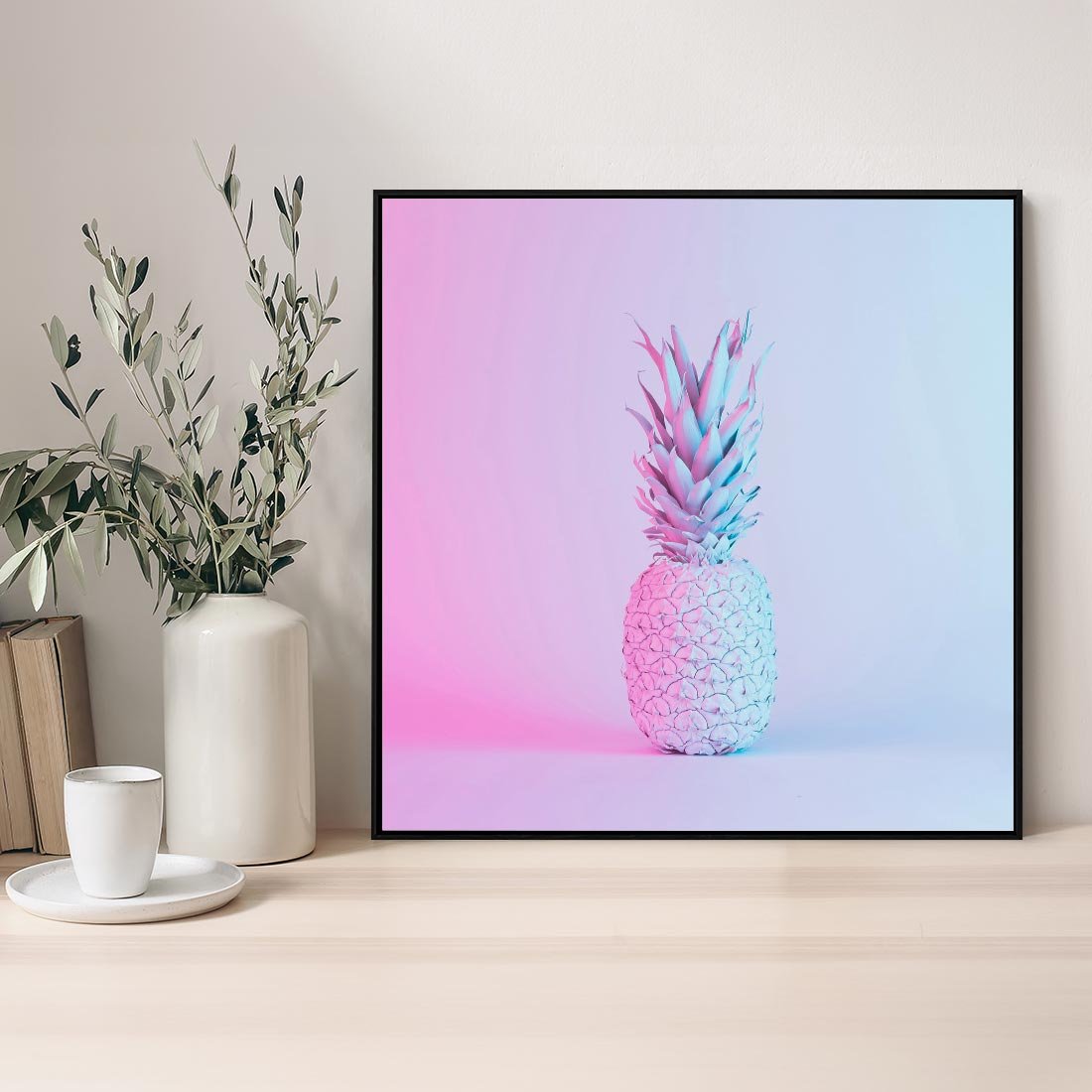Obraz w ramie 50x50 - Ananas Abstrakcja - ananas, abstrakcja - rama czarna