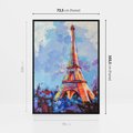 Obraz w ramie 70x100 - Paryska Wieża - olejny abstrakcyjny obraz, wieża eiffla - rama czarna