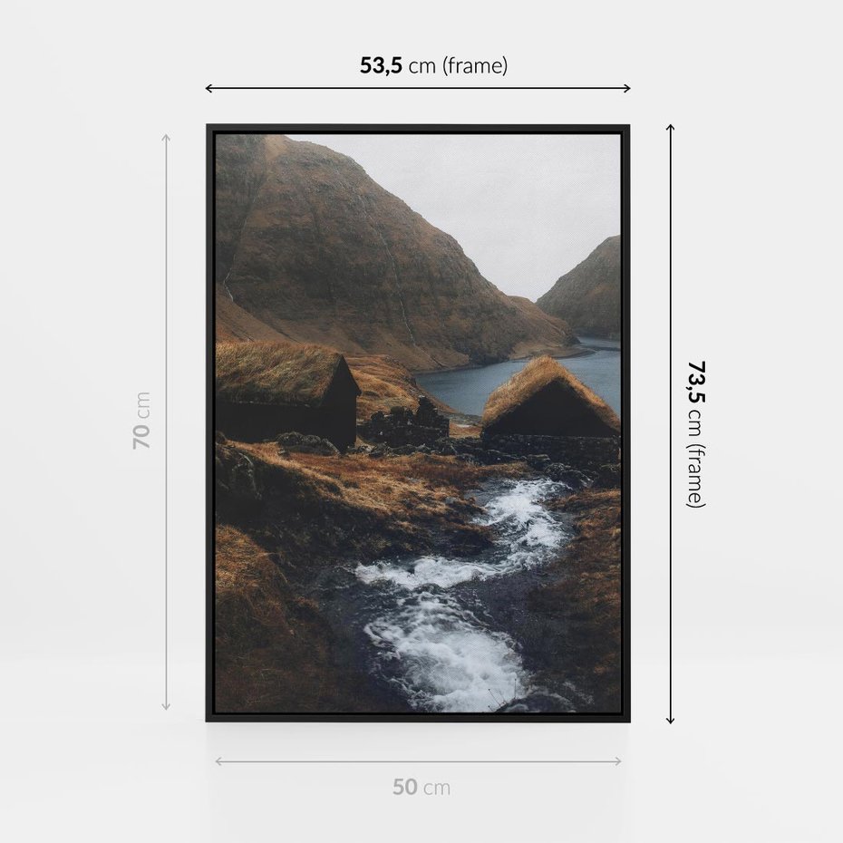 Obraz w ramie 50x70 - Spokój Natury - skandynawski, pejzaż - rama czarna