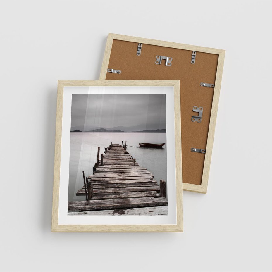 Plakat w ramie 40x50 - Spokój nad Jeziorem - pomost, jezioro - rama drewno