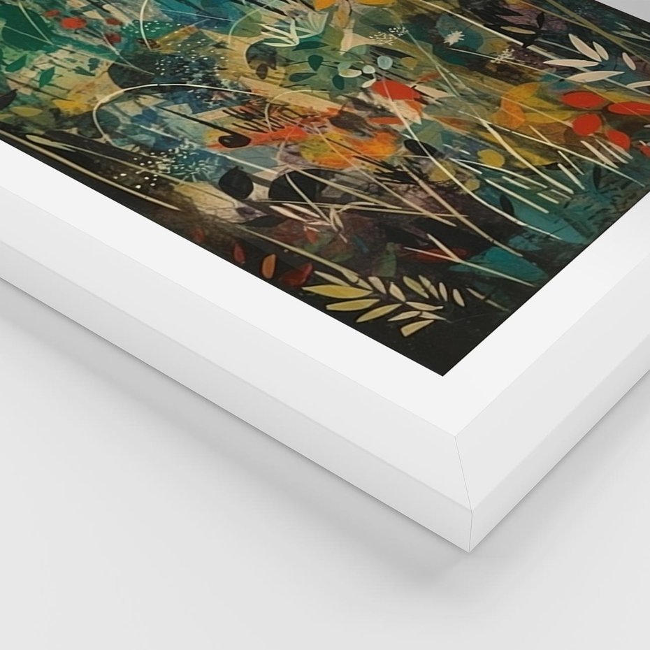 Plakat w ramie 50x70 - Abstrakcyjne Wariacje Form - abstrakcyjny obraz, mnogość kolorów - rama biała