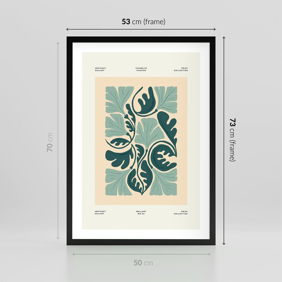 Plakat w ramie 50x70 - Podróżne Impresje - roślinne motywy, ornamenty - rama czarna