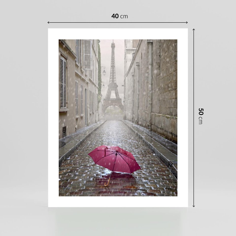 Plakat bez ramy 40x50 - Francuska elegancja pod parasolem - Francja, parasol