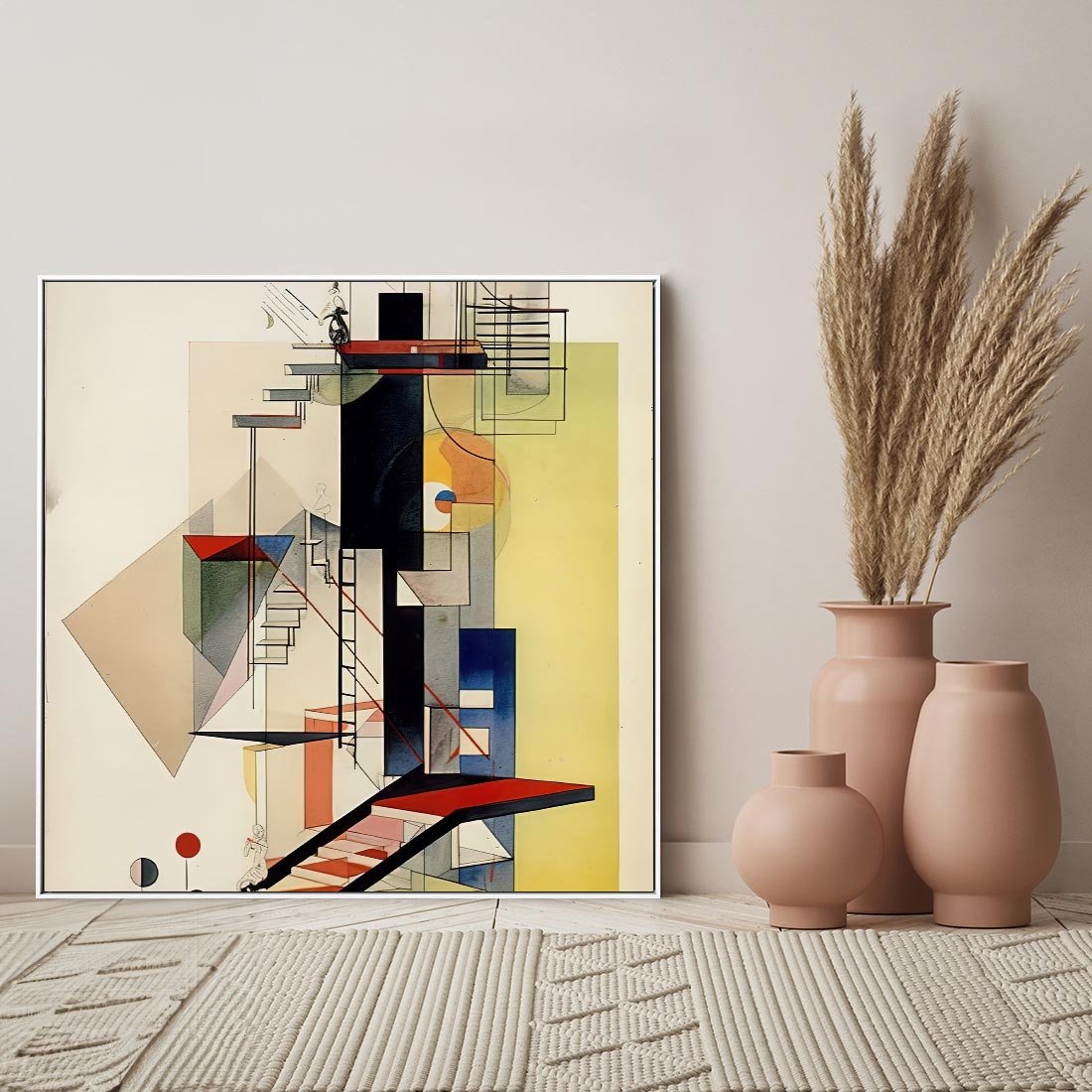 Obraz w ramie 50x50 - Kolorowe Wnętrza Inspiracji - abstrakcyjny obraz, jak kandinsky - rama biała