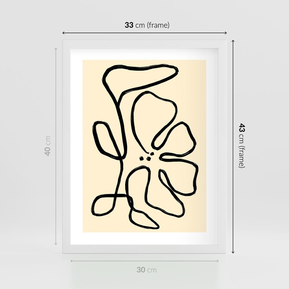 Plakat w ramie 30x40 - Zaklęte Aberracje - abstrakcyjna sztuka, przypominająca kwiat - rama biała