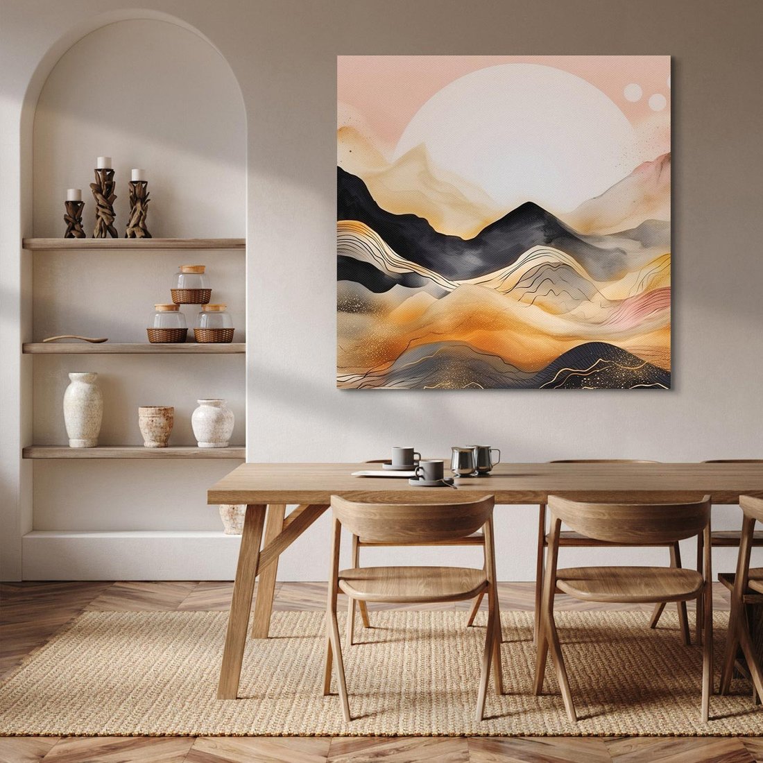 Obraz na płótnie 60x60 - Grafika Zachodu - nowoczesna grafika, odcienie pastelowe