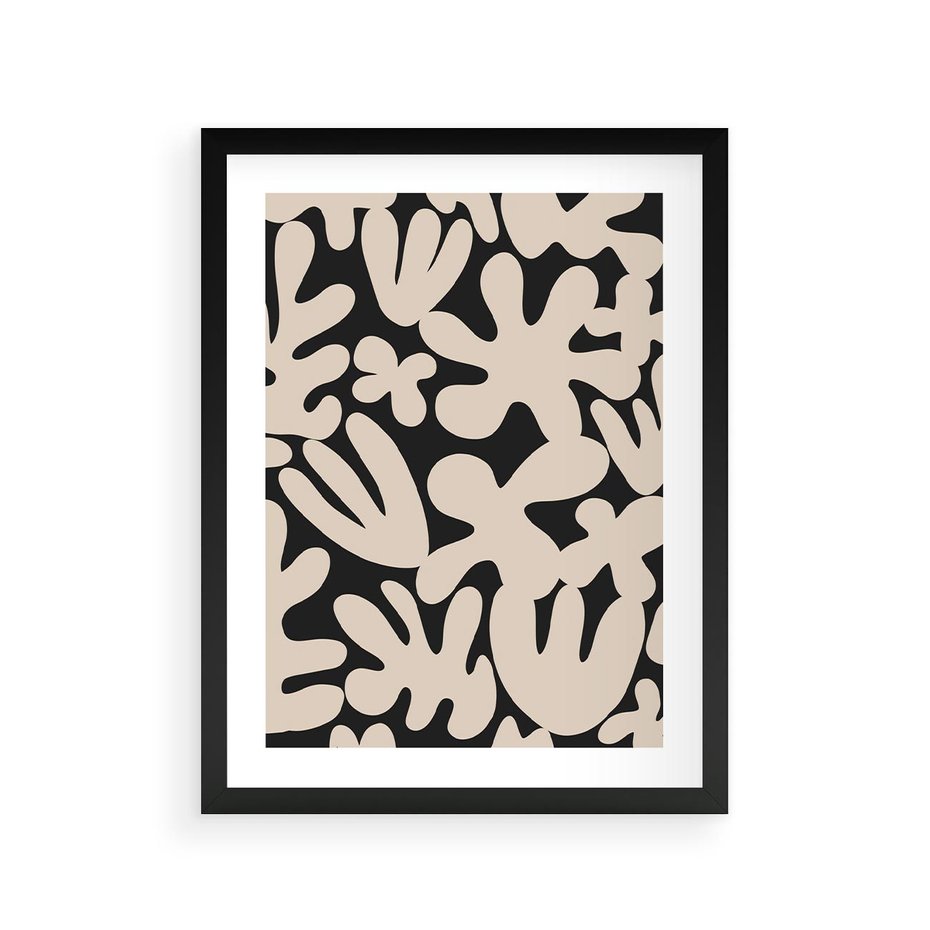 Plakat w ramie 30x40 - Księga Ukrytych Widoków - abstrakcyjne czarno białe formy, minimalizm - rama czarna