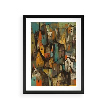 Plakat w ramie 40x50 - Przenikające Wizje - abstrakcyjny obraz, sztuka abstrakcji - rama czarna