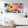 Obraz na płótnie 120x60 - Kwiatowy Impuls Kolorów - abstrakcyjne kolorowe kwiaty, szkic