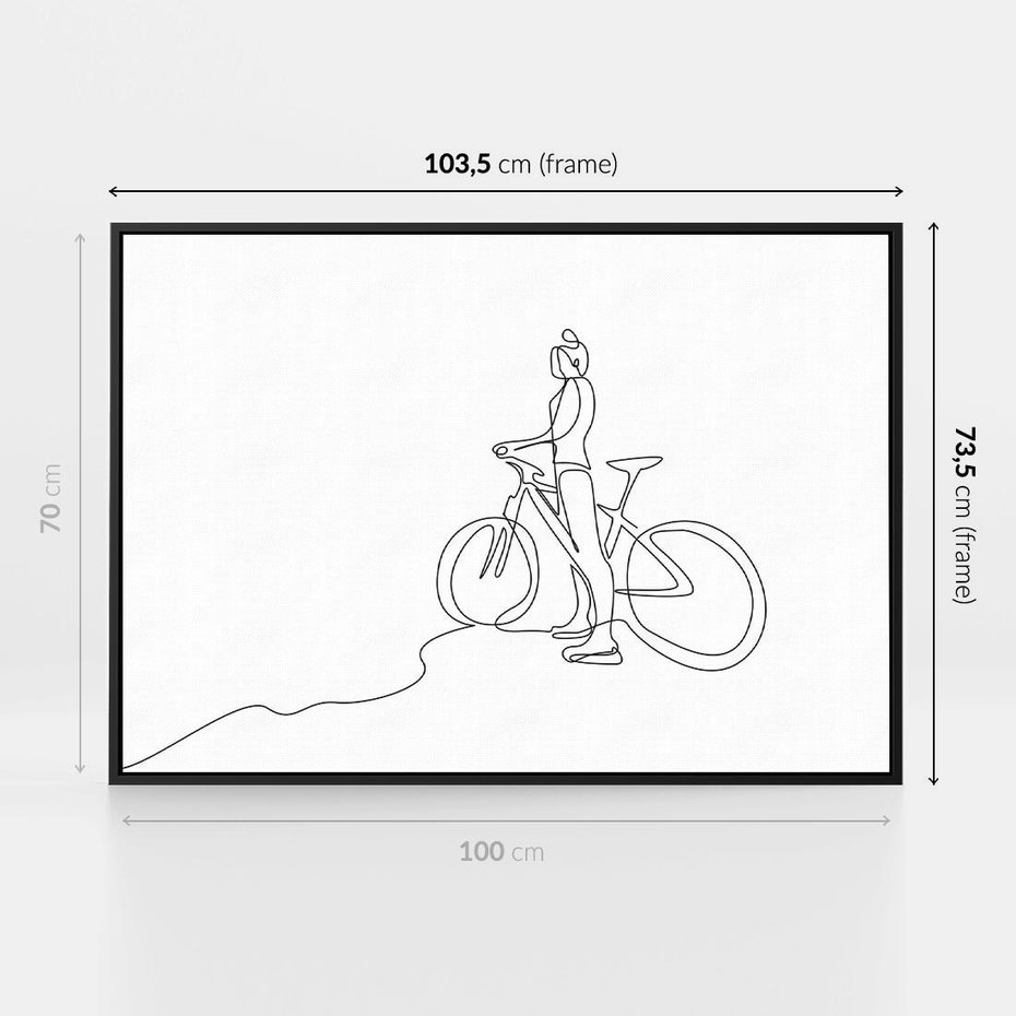 Obraz w ramie 100x70 - Minimalistyczna Przejażdżka - szkic, minimalizm - rama czarna