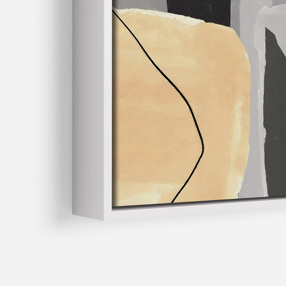 Obraz w ramie 80x120 - Harmonia w chaosie serca - abstrakcja na szarym tle, kolorowe plamy koloru - rama biała