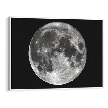 Obraz w ramie 70x50 - Księżycowa Aura - zdjęcie, ogromny księżyc na czarnym tle - rama biała