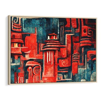 Obraz w ramie 120x80 - Mistyka Wschodnich Światów - orientalna sztuka, nawiązanie do Japonii - rama drewno