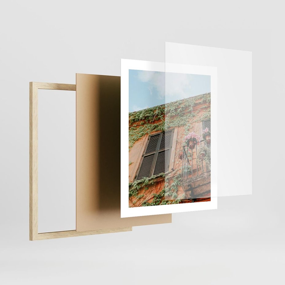 Plakat w ramie 40x50 - Okno do włoskich budynków - włoskie, budynki - rama drewno