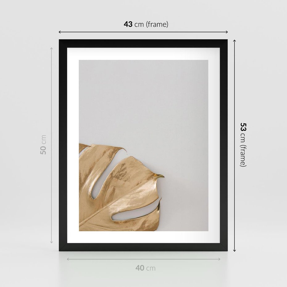 Plakat w ramie 40x50 - Natury Szlachetność - złote, liście - rama czarna