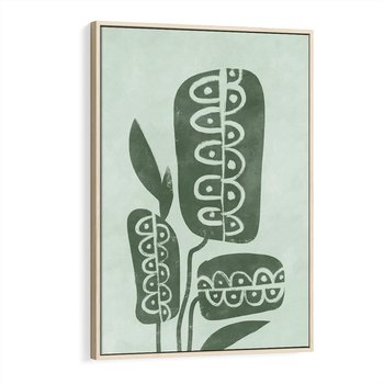 Obraz w ramie 80x120 - Nurtująca Zieleń - abstrakcyjny zielony motyw, skandynawski design - rama drewno