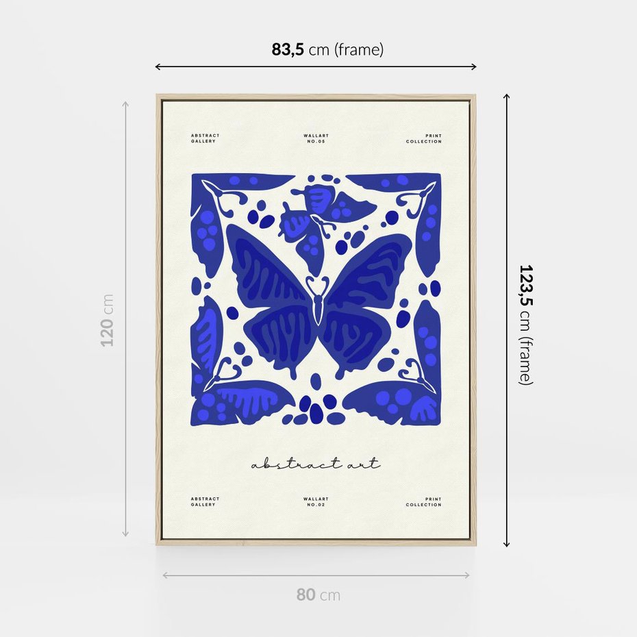 Obraz w ramie 80x120 - Wibracje Wnętrza - nowoczesny plakat, odcienie błękitu - rama drewno