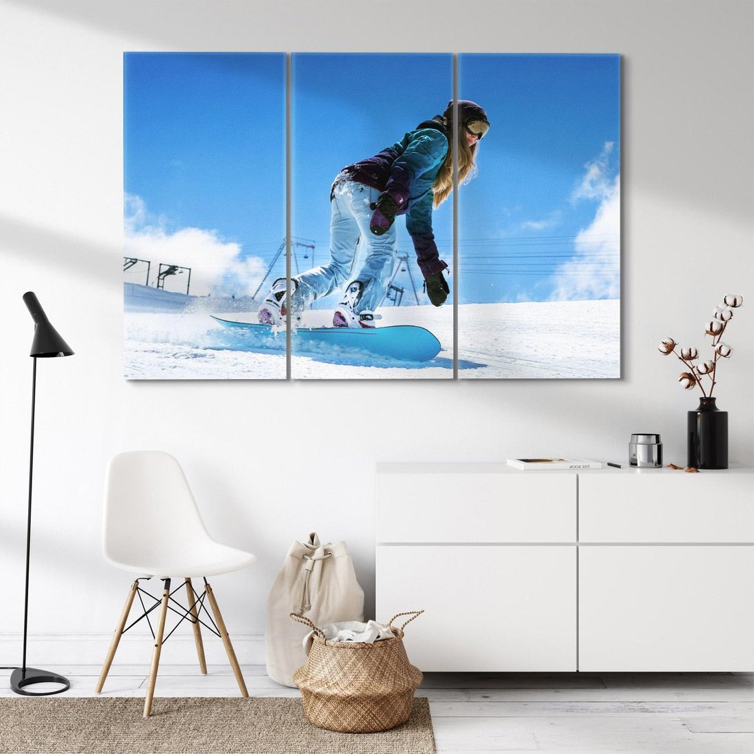 Obraz na płótnie 120x80 - Snowboard na zimowych zboczach - snowboard, zima