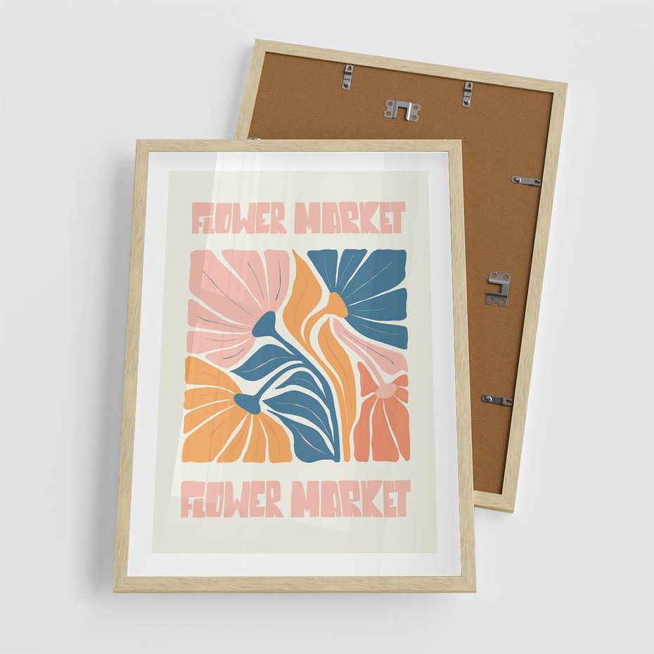 Plakat w ramie 50x70 - Spójny Dysonans - pastelowe kolory, typografia - rama drewno