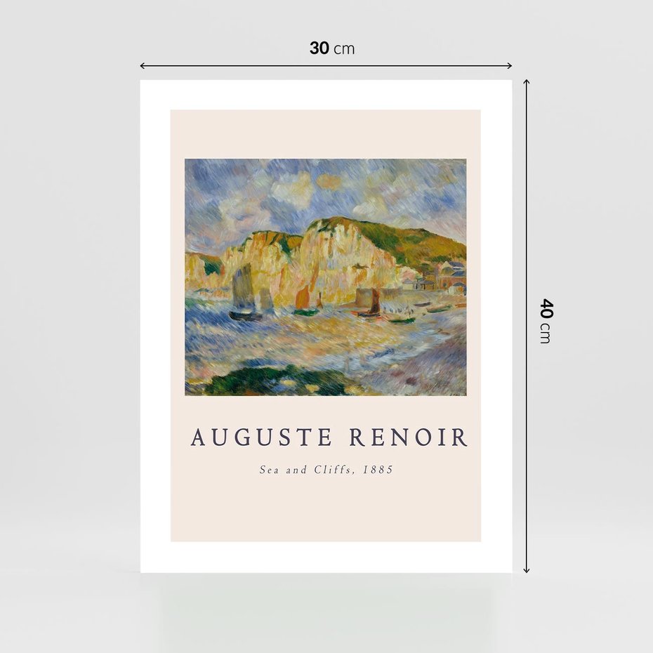 Plakat bez ramy 30x40 - Plakat z Reprodukcją A. Renoira - Auguste Renoir, Morze i klify