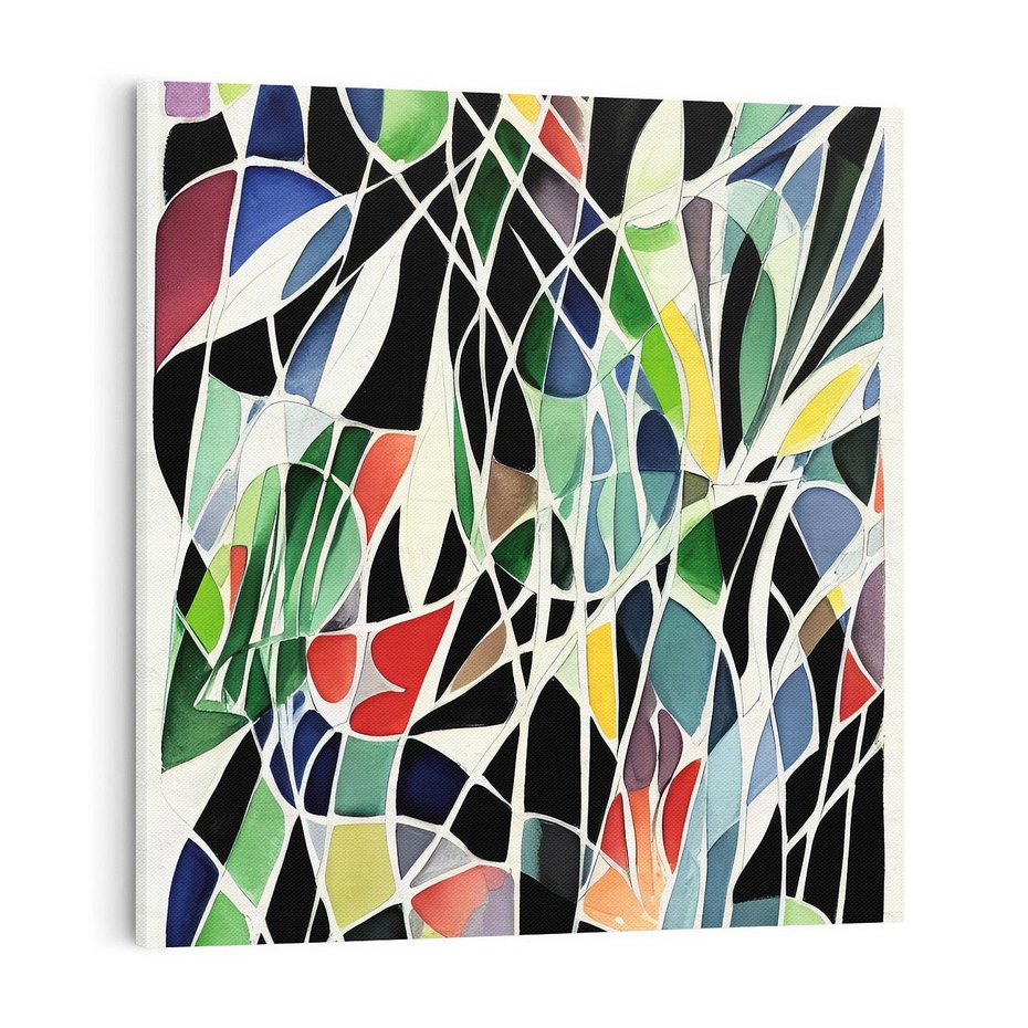 Obraz na płótnie 40x40 - Taniec Plam i Kształtów - abstrakcyjny akwarelowy obraz, plamy