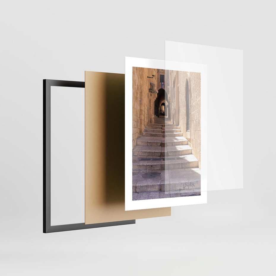 Plakat w ramie 30x40 - miasto w innej odsłonie - uliczka, perspektywa - rama czarna