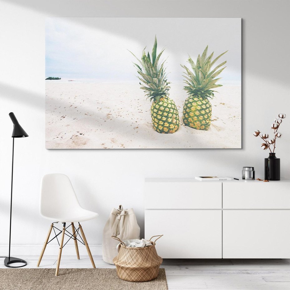 Obraz na płótnie 100x70 - Ananasy Plażowy Raj - ananasy, plaża
