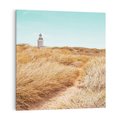 Obraz na płótnie 80x80 - Tajemnicza Ścieżka - latarnia morska w oddali, suche trawy