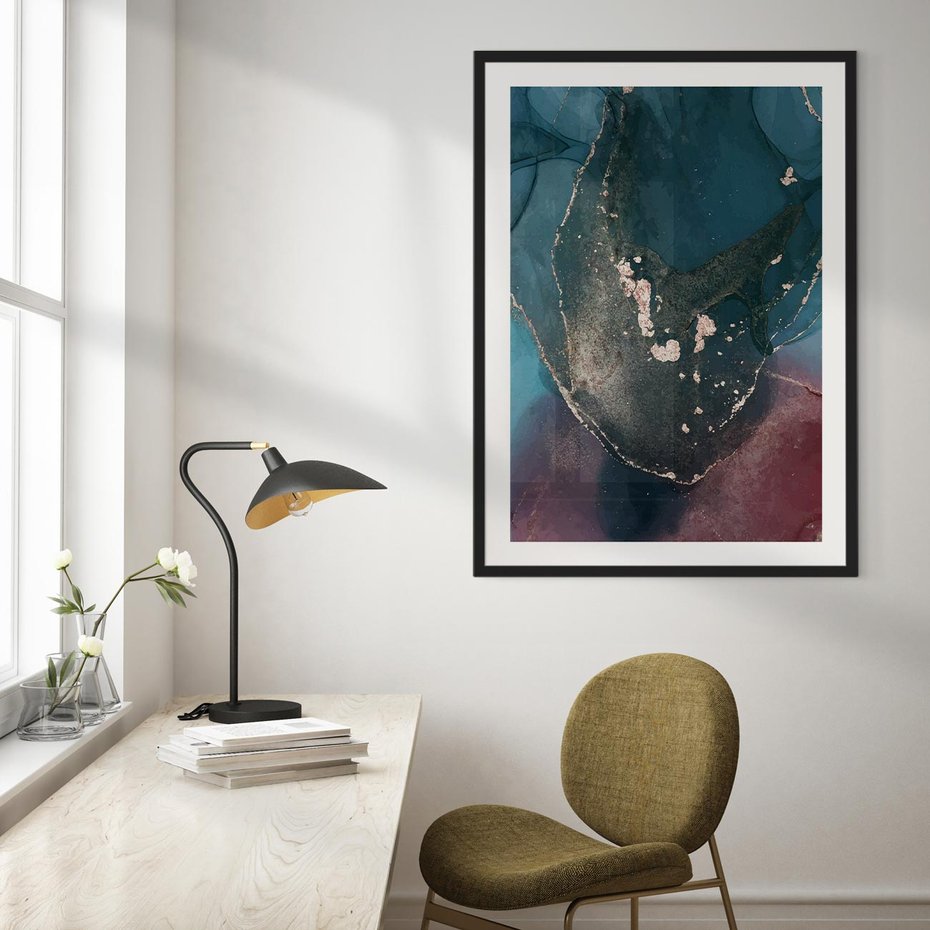 Plakat bez ramy 30x40 - Luksusowy Kontrast - marmur, granat i fiolet