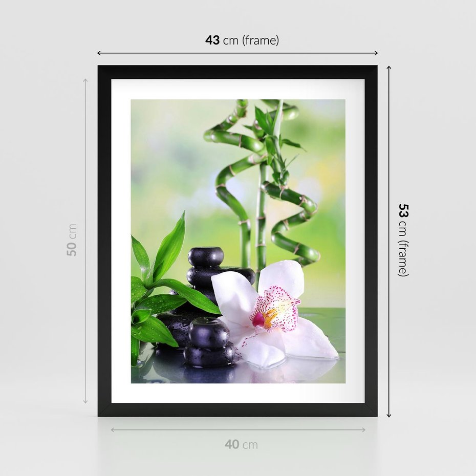 Plakat w ramie 40x50 - Spa pełne kwiatów i relaksu - spa, kwiat - rama czarna