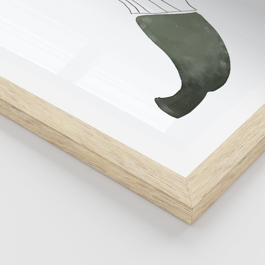 Plakat w ramie 40x50 - Rozkwitające Barwy Akwareli - minimalistyczny plakat, banan - rama drewno