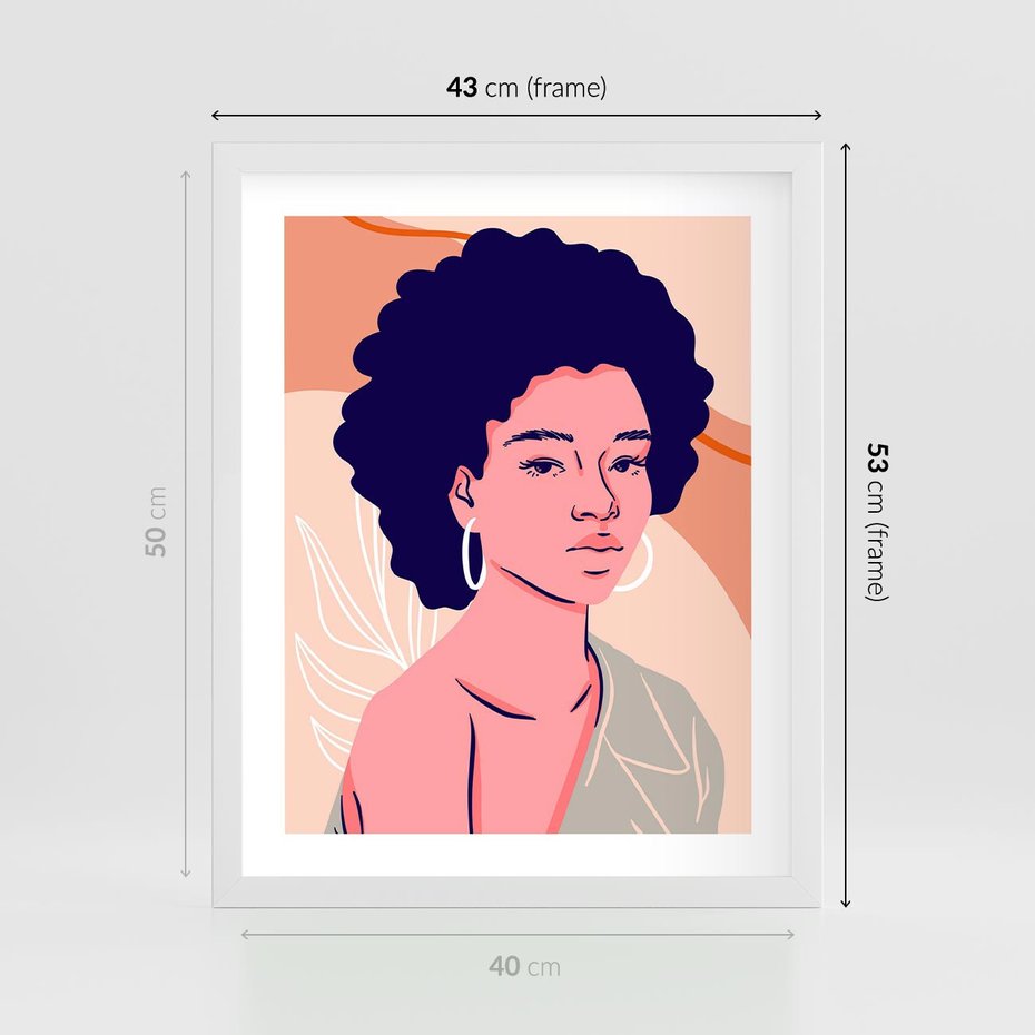 Plakat w ramie 40x50 - Kobiecy Kształt Świata - nowoczesny plakat, styl retro - rama biała