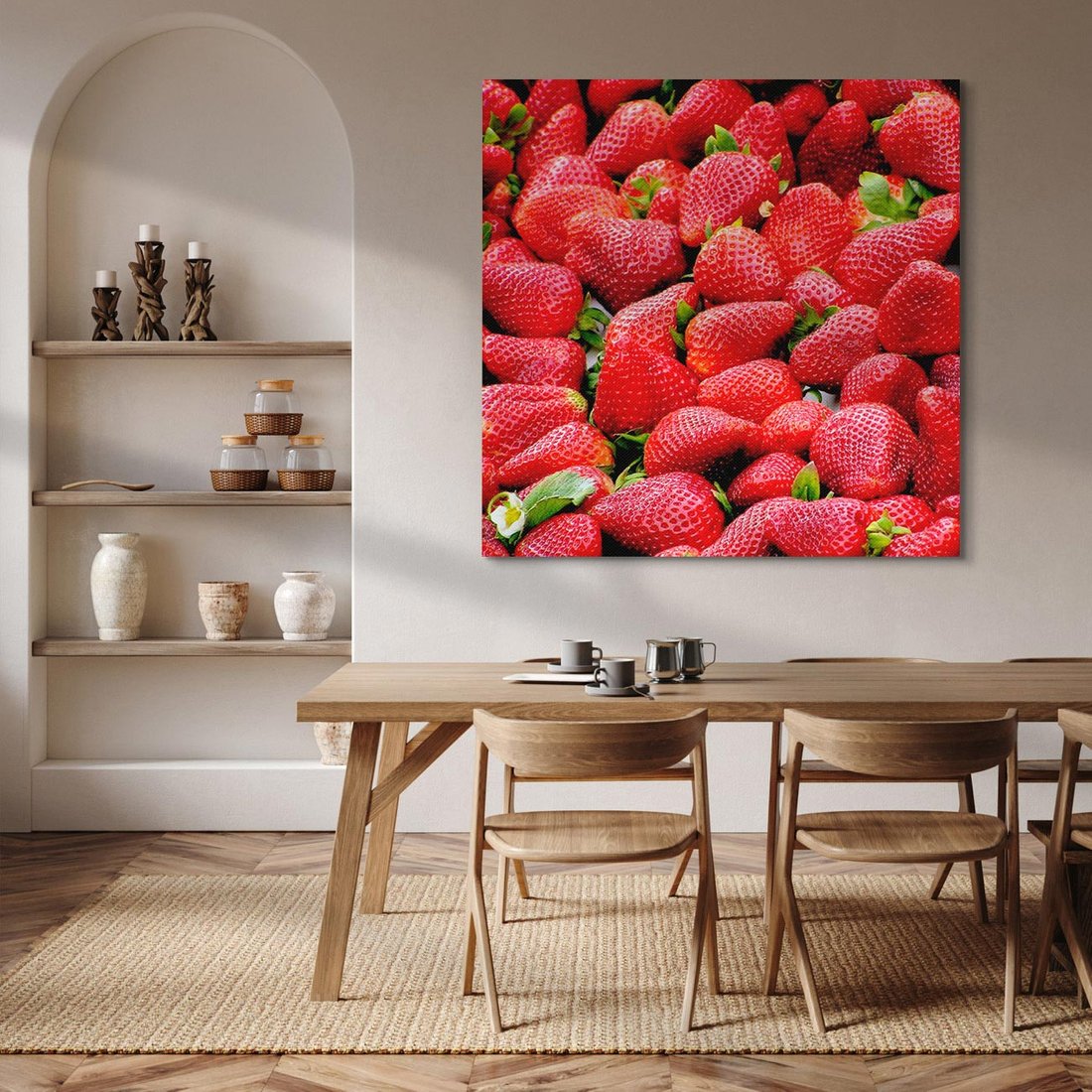 Obraz na płótnie 60x60 - Truskawki Czerwone Kropki Uczuć - truskawki, owoce
