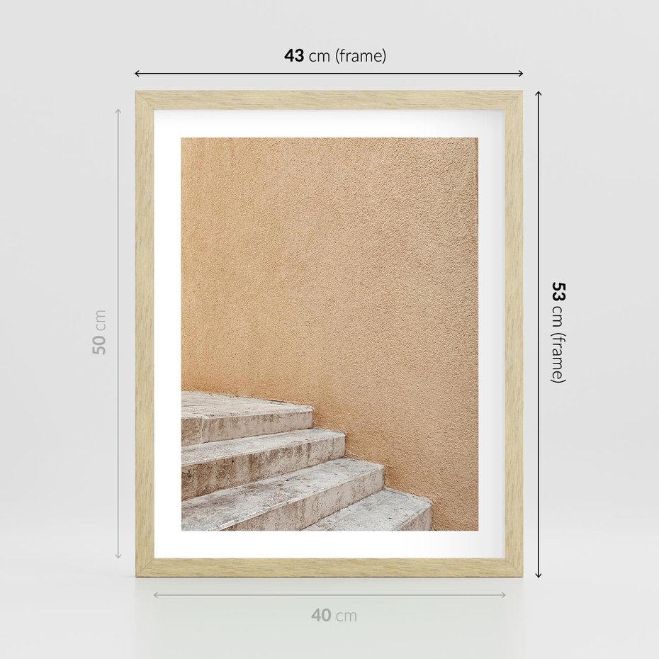 Plakat w ramie 40x50 - Schod w Beżu - schody, minimalizm - rama drewno
