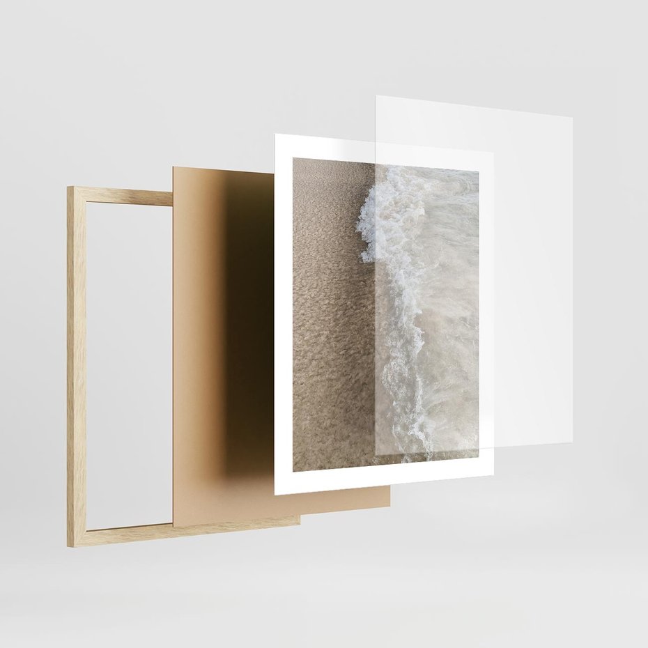 Plakat w ramie 40x50 - Fale Morza na Piasku - plaża, morze - rama drewno