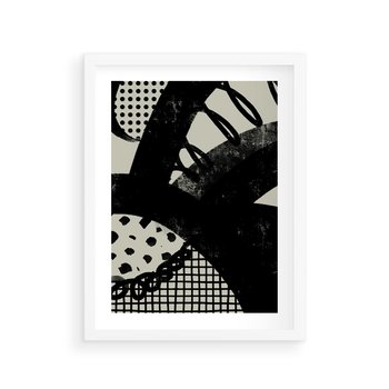 Plakat w ramie 30x40 - Nieznanie Zaskoczenia - bstrakcyjna mroczna kompozycja, nieregularne - rama biała