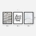 Zestaw obrazy w ramie 30x40 galeria - Typografia, podróż, miasto - rama czarna