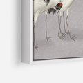 Obraz w ramie 50x50 - Spojrzenie wstecz w pędzlu - szkic rysunek, japońskie żurawie - rama biała