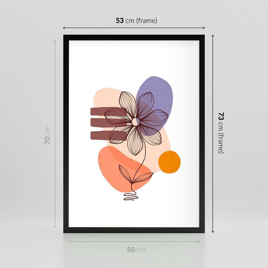 Plakat w ramie 50x70 - Migocące Odbicia Kwiatów - abstrakcyjna sztuka, plamy - rama czarna