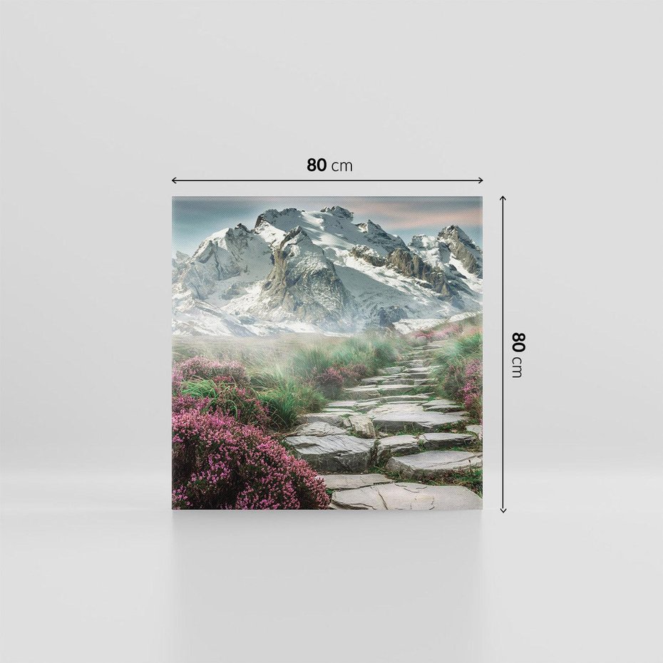 Obraz na płótnie 80x80 - Góry, Ścieżka, Kwiaty - Spacer wśród Przyrody - góry, ścieżka