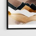 Obraz w ramie 70x100 - Góry Tonące w Pastelach - złote pastelowe góry, akwarela - rama czarna