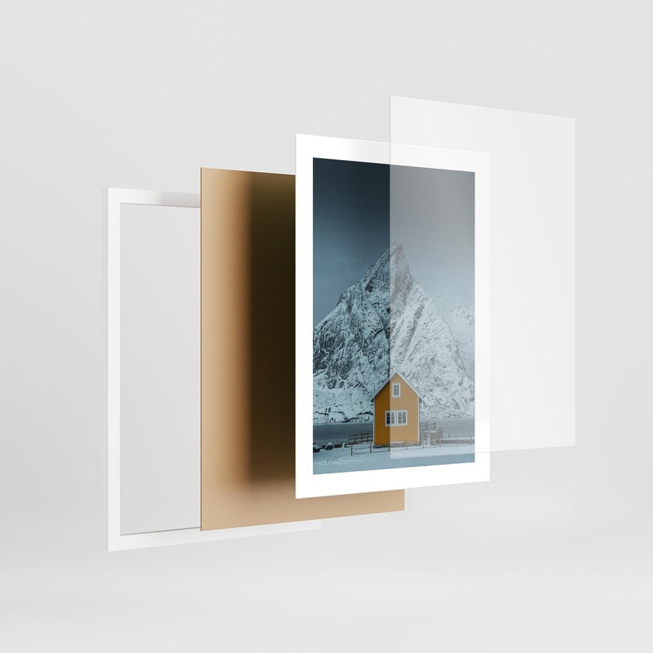 Plakat w ramie 30x40 - Urok Norweskich Domków - Skandynawia, Norwegia - rama biała