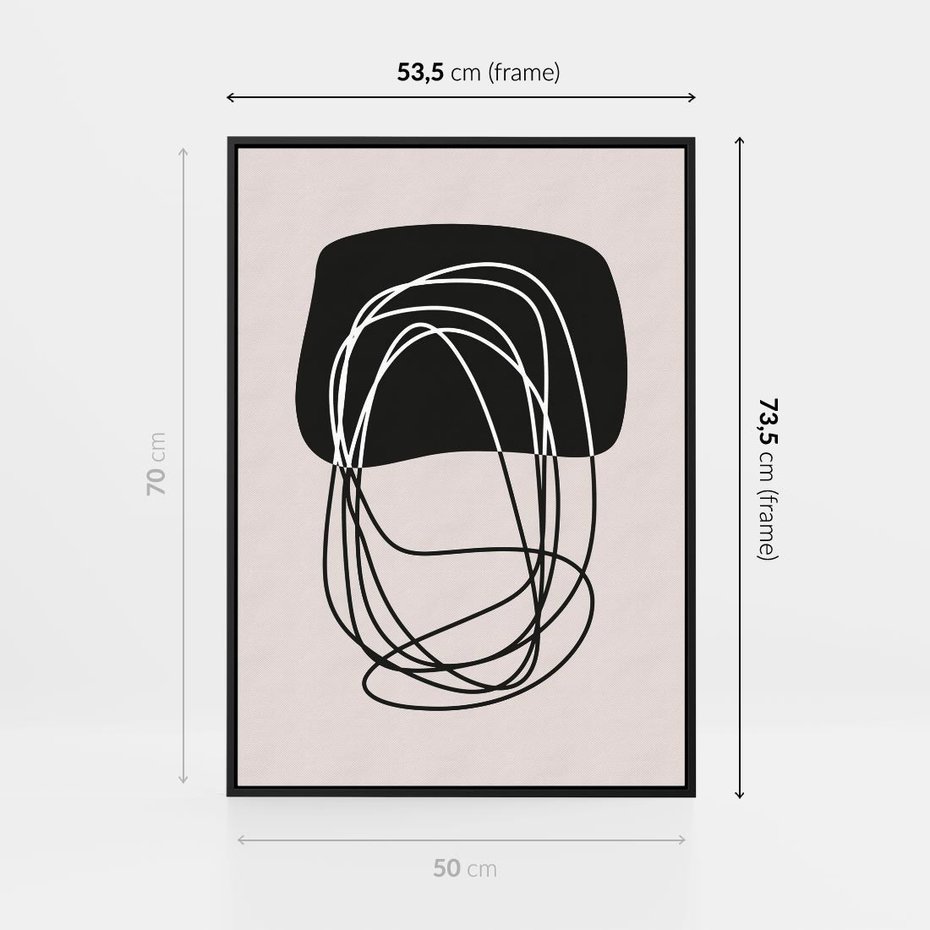Obraz w ramie 50x70 - Strukturalne Kontrasty - abstrakcyjne szkicowane linie, minimalizm - rama czarna