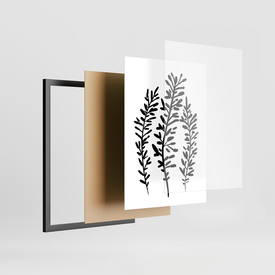 Plakat w ramie 30x40 - Spokojne Wiatrem Uginane - szkic, czarno biały - rama czarna