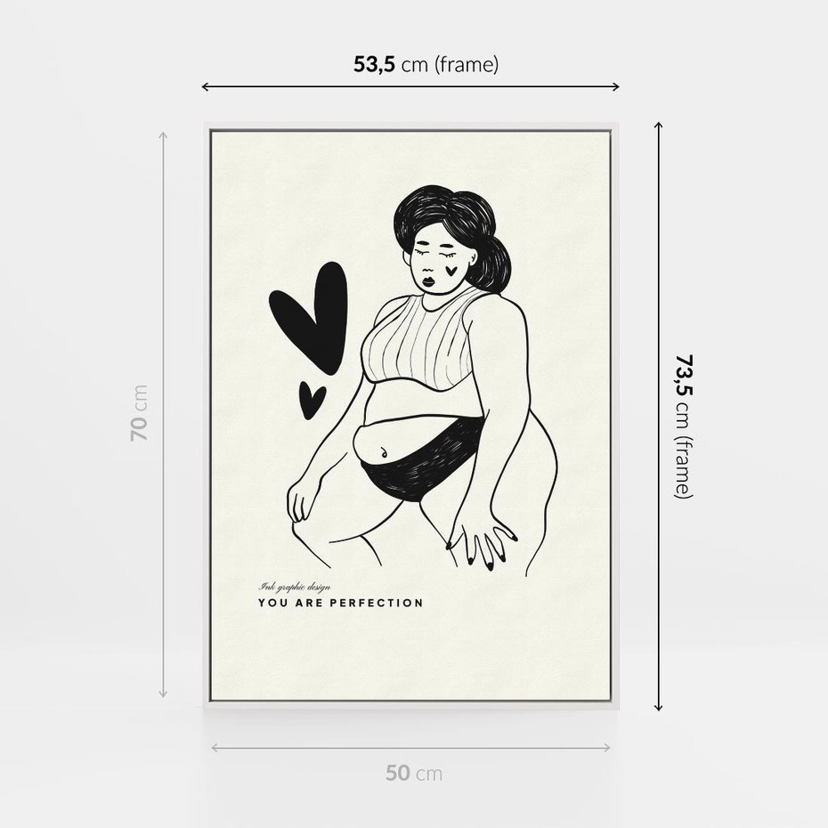 Obraz w ramie 50x70 - Wyrażenie Piękna - rysunek, sztuka nowoczesna - rama biała