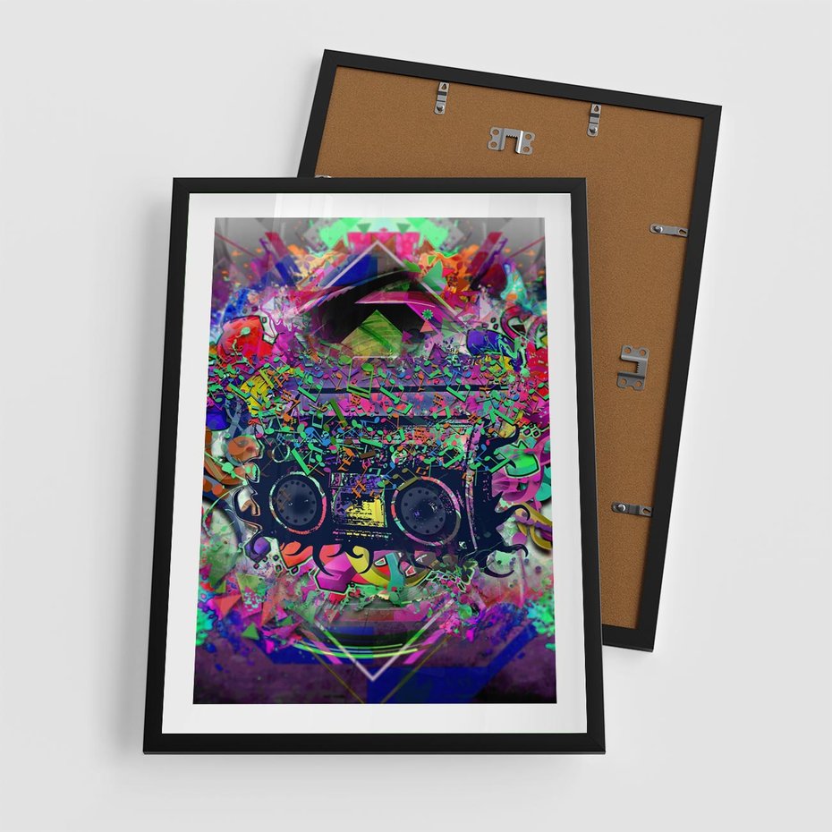 Plakat w ramie 50x70 - Harmonia Muzyki - grafika, muzyka - rama czarna